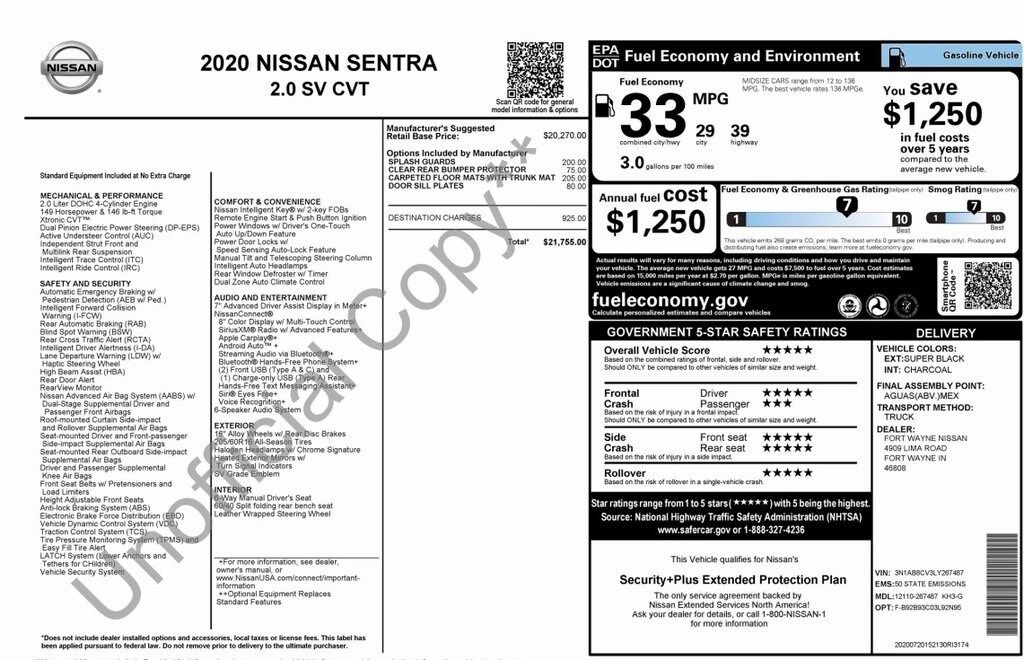 Used 2020 Nissan Sentra SV