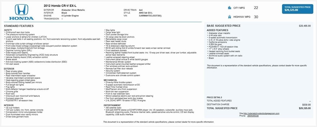 Used 2012 Honda CR-V EX-L